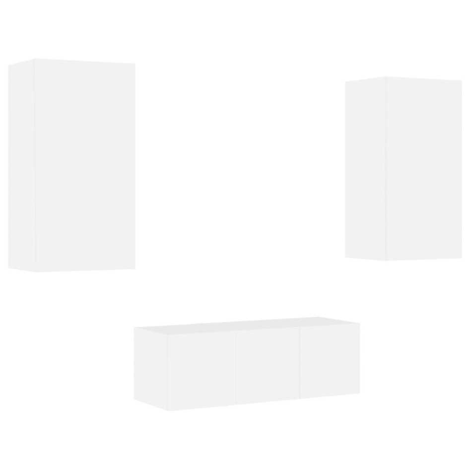 Muebles de TV de pared con LED 4 pzas madera ingeniería