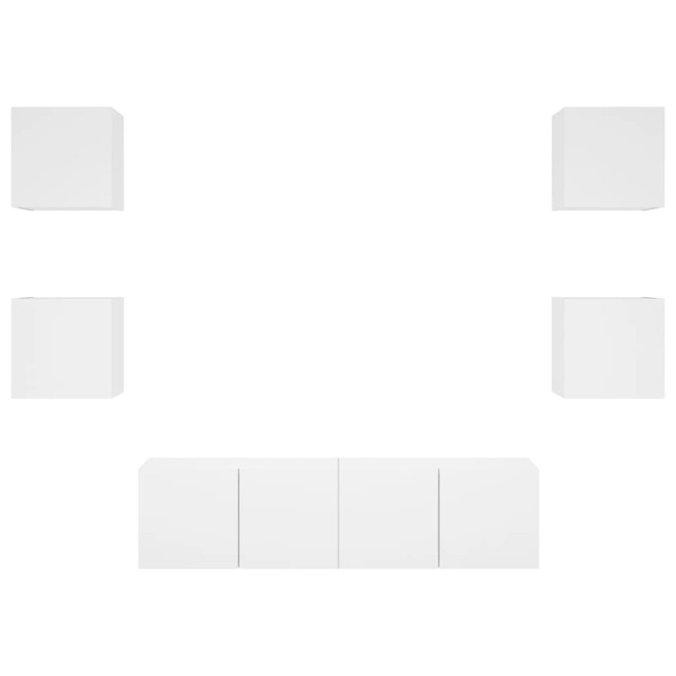 Muebles de TV de pared con LED 6 pzas madera ingeniería