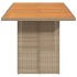 Mesa de jardín superficie de madera ratán PE beige 190x80x74