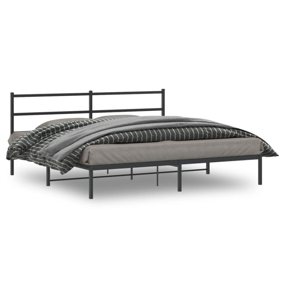 Estructura de cama con cabecero metal negro 183x213