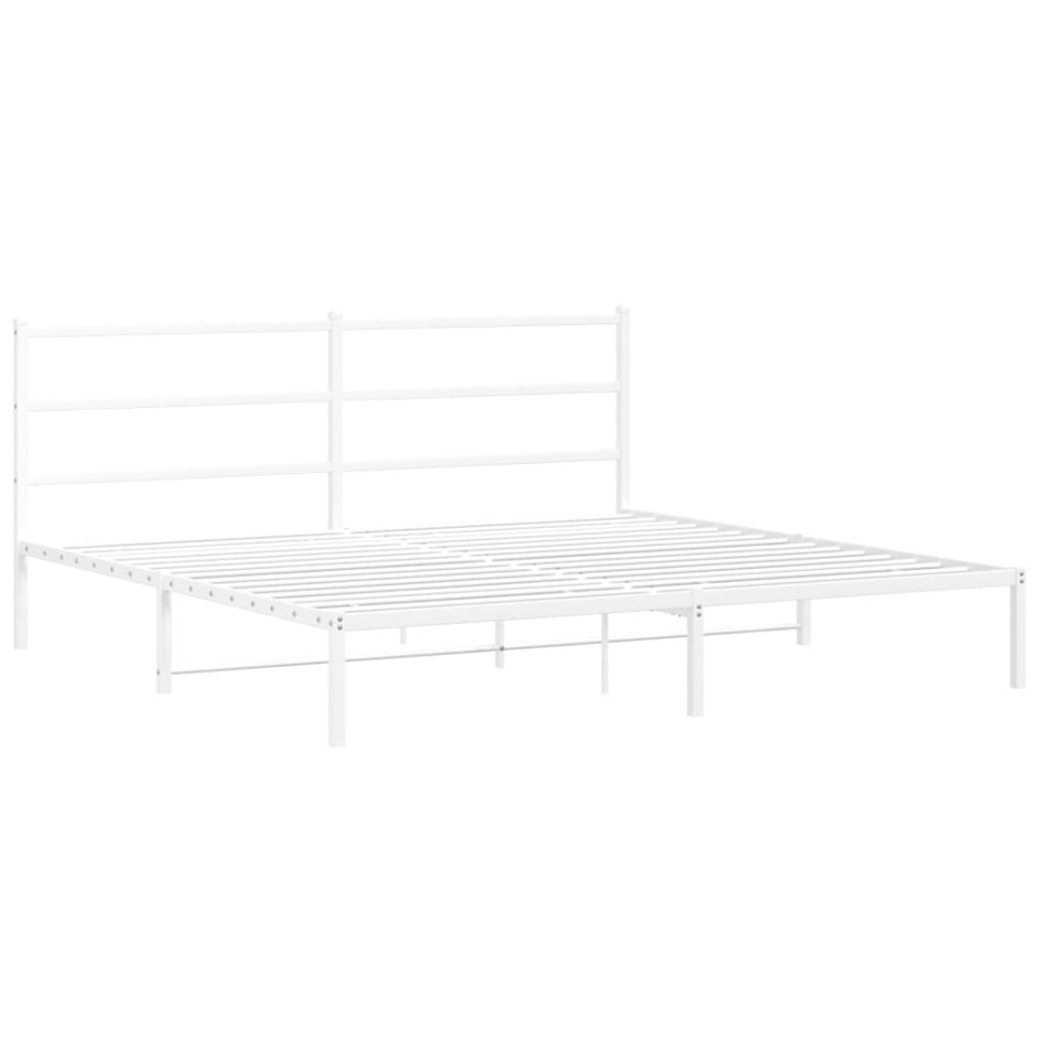 Estructura de cama de metal con cabecero blanco 193x203