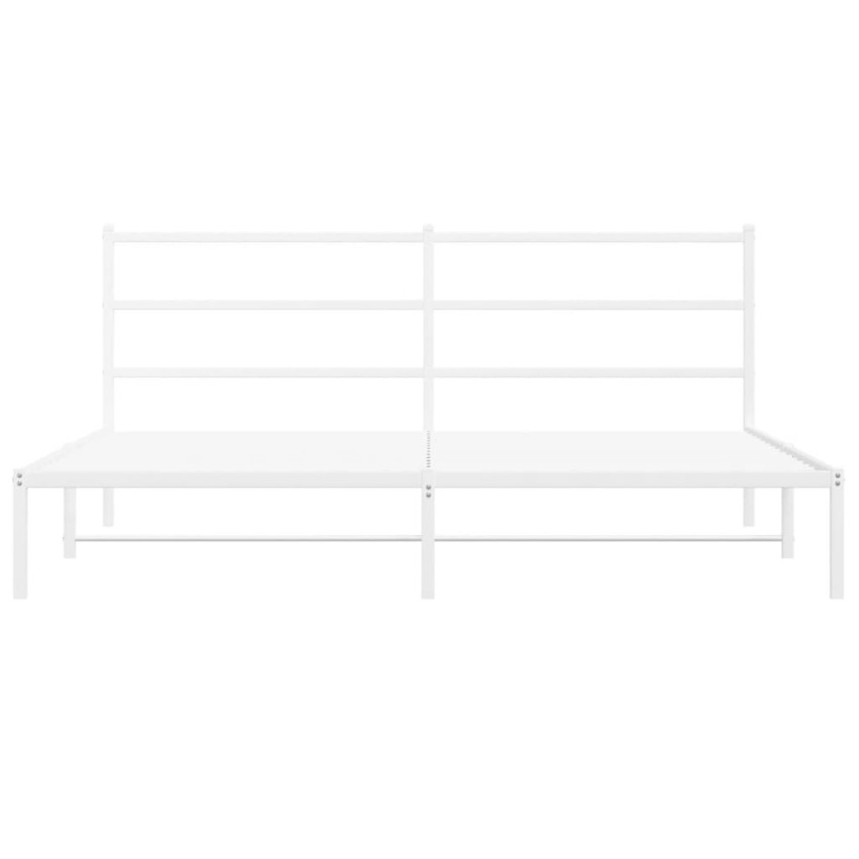 Estructura de cama de metal con cabecero blanco 193x203