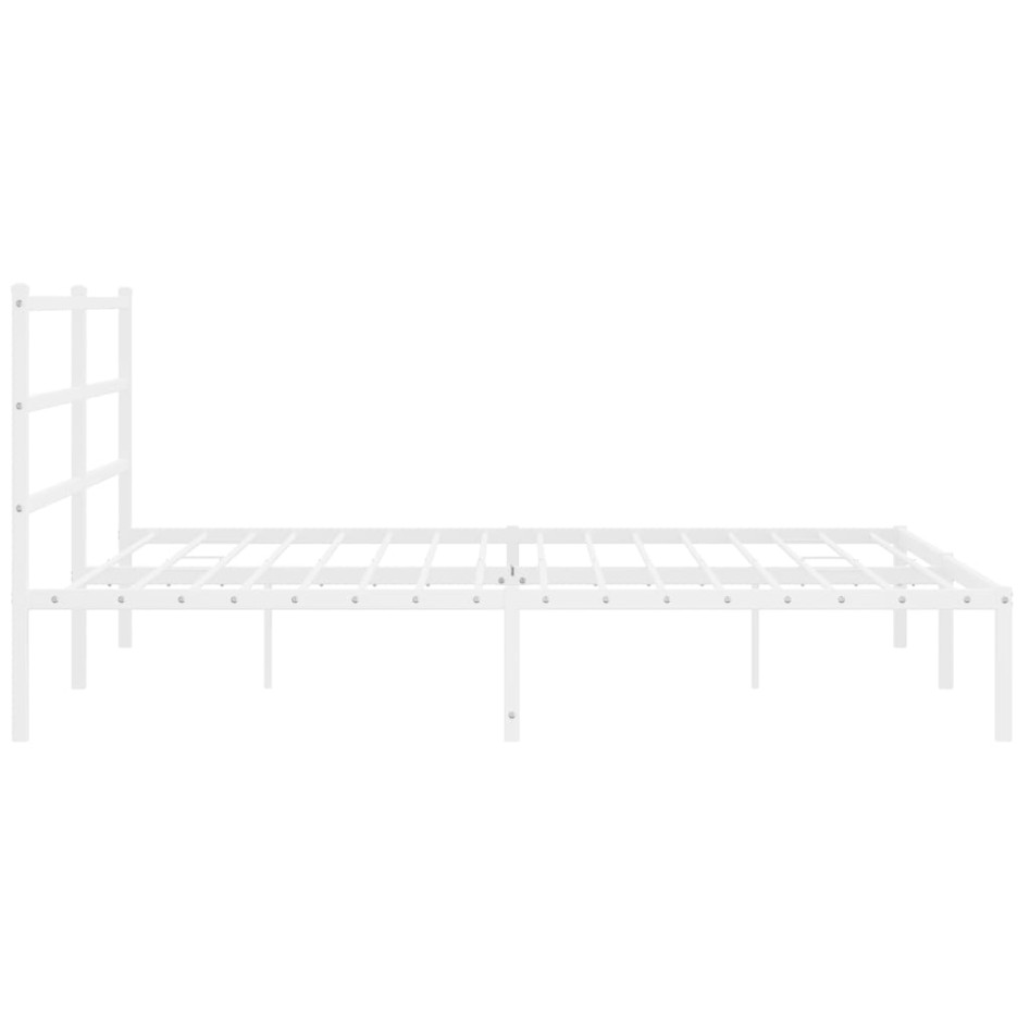 Estructura de cama de metal con cabecero blanco 193x203