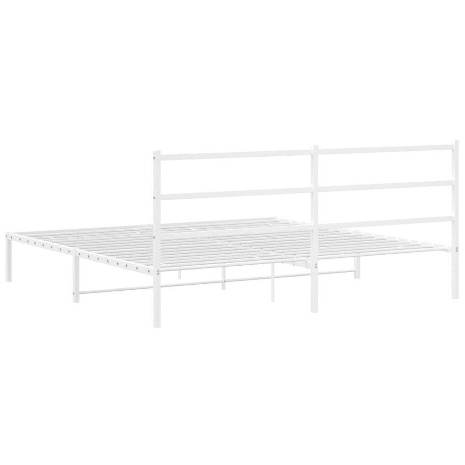 Estructura de cama de metal con cabecero blanco 193x203