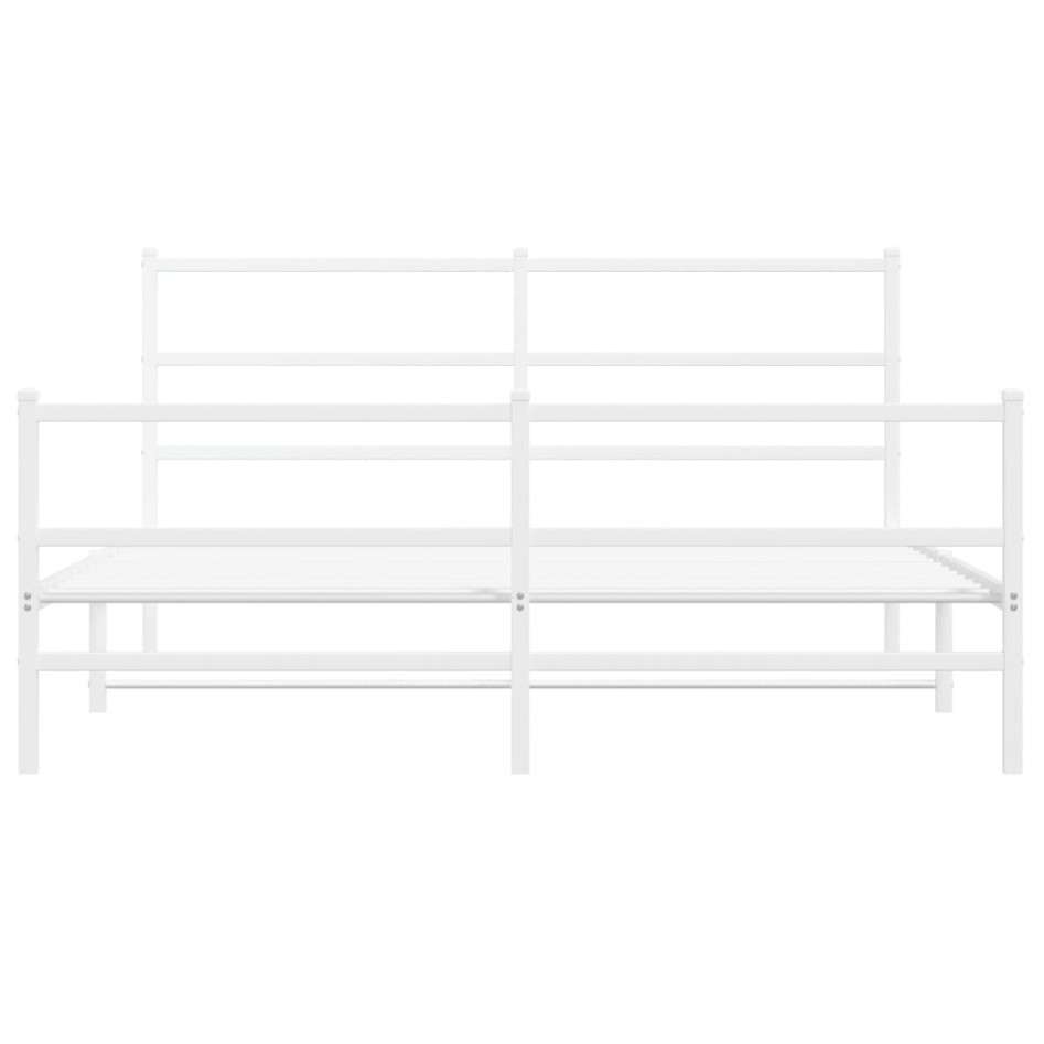 Estructura cama metal con cabecero y estribo blanco 150x200