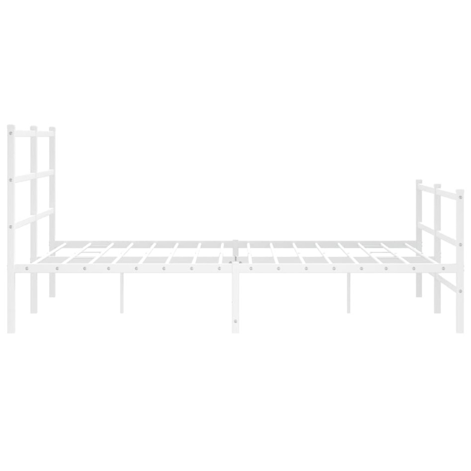 Estructura cama metal con cabecero y estribo blanco 150x200