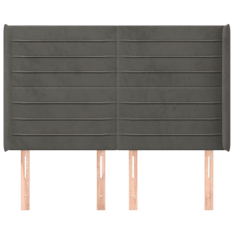 Cabecero con orejas de terciopelo gris oscuro 147x16x118/128