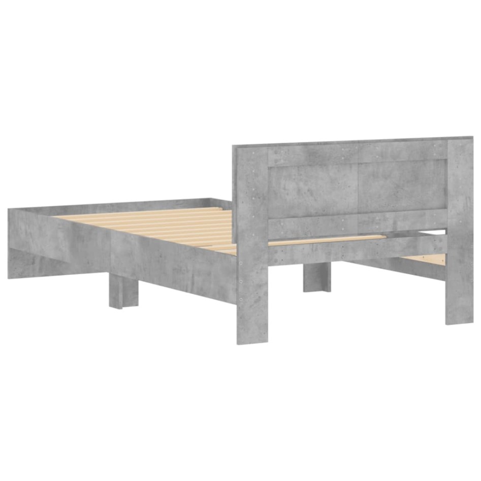 Cama con cabecero madera de ingeniería gris hormigón 100x200
