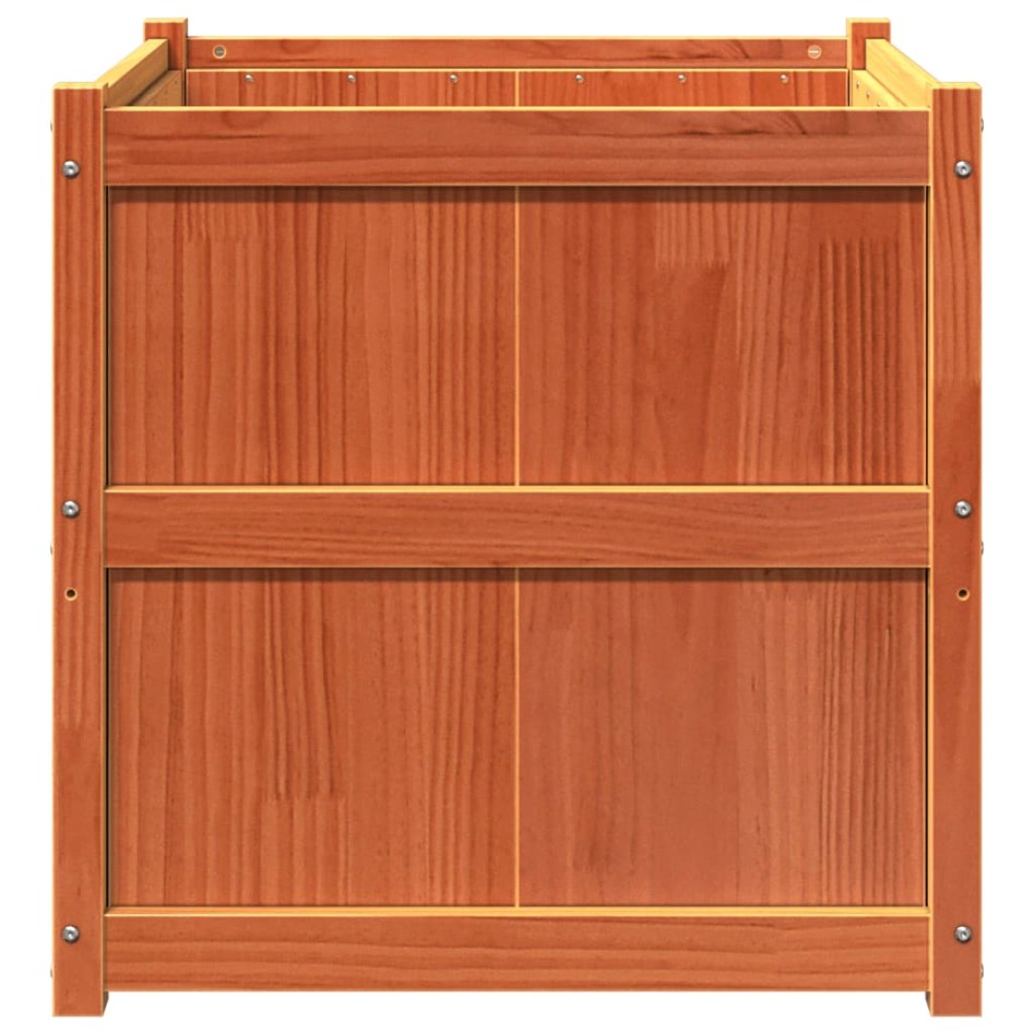 Jardinera exterior madera maciza pino marrón cera 70x70x70