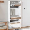 Mueble zapatero con espejo 4 niveles blanco brillo 63x17x134 cm