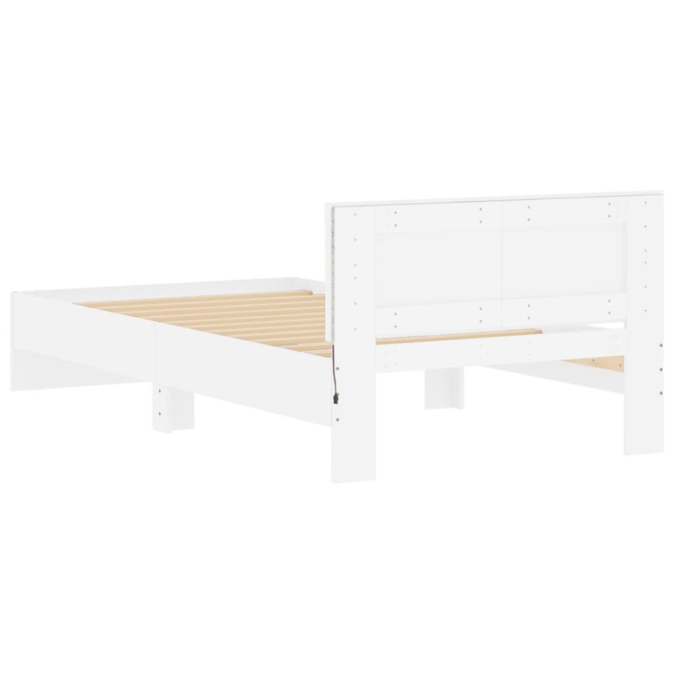 Estructura de cama con cabecero y luces LED blanco 100x200