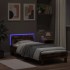 Estructura de cama cabecero luces LED roble ahumado 90x200