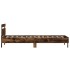 Estructura de cama cabecero luces LED roble ahumado 100x200