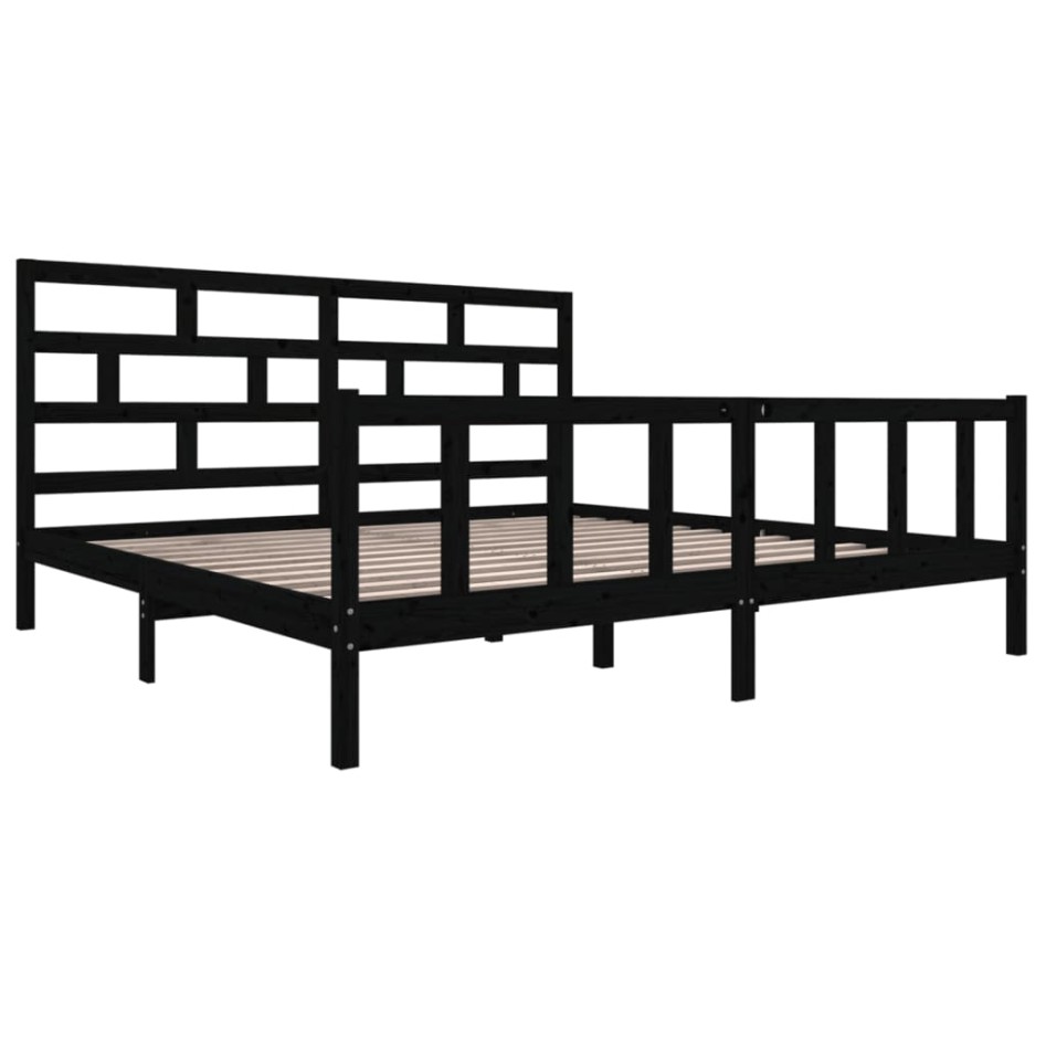 Estructura de cama madera maciza Super King negra 180x200