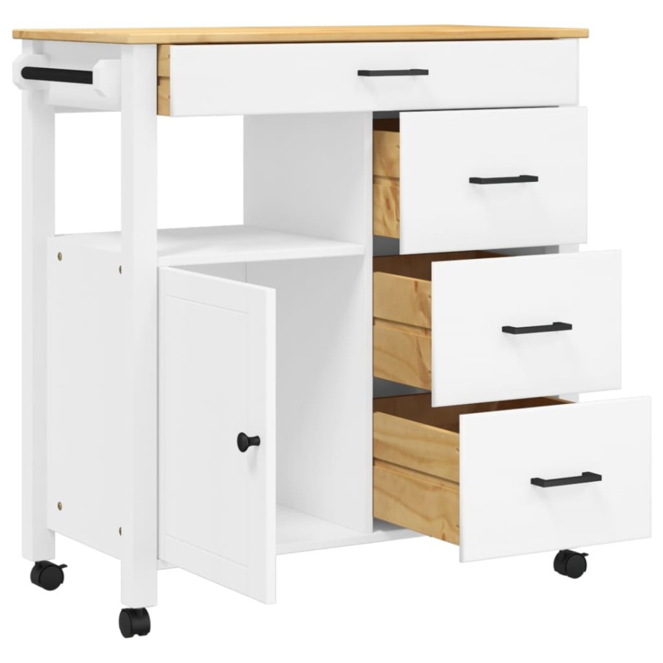 Carrito de cocina MONZA madera maciza de pino 84x40x90