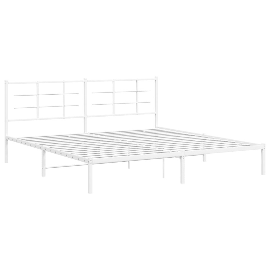 Estructura de cama de metal con cabecero blanco 193x203