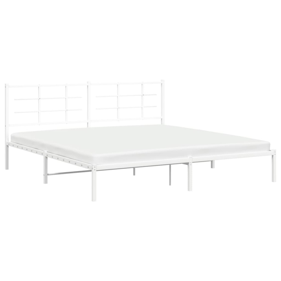 Estructura de cama de metal con cabecero blanco 193x203
