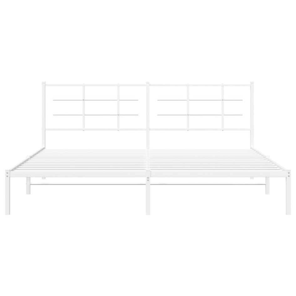 Estructura de cama de metal con cabecero blanco 193x203