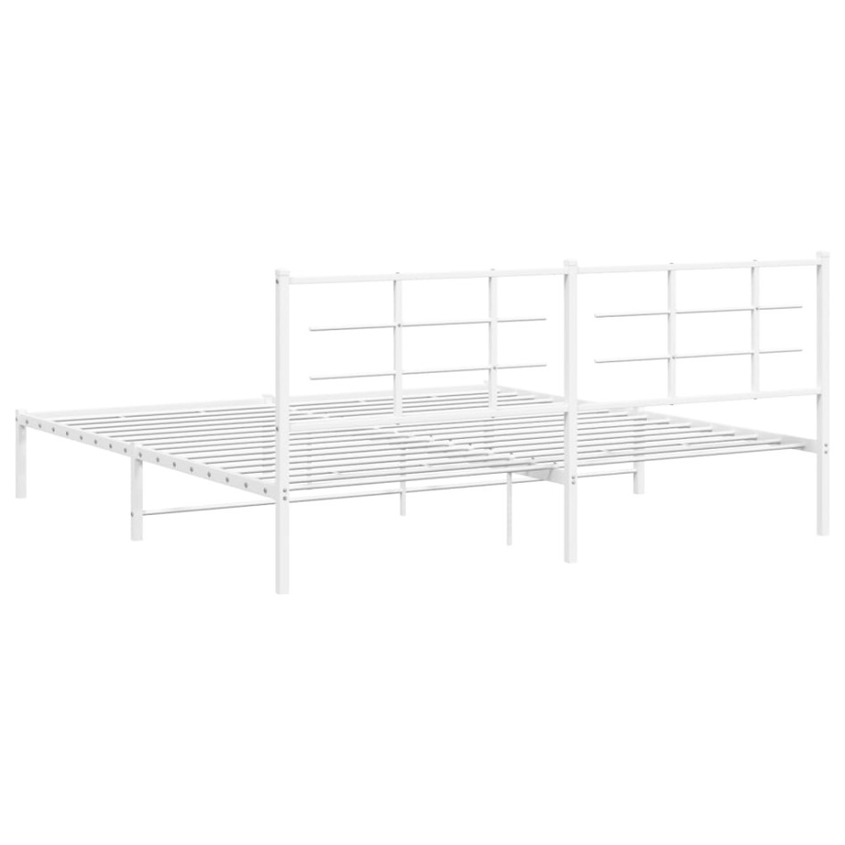 Estructura de cama de metal con cabecero blanco 193x203