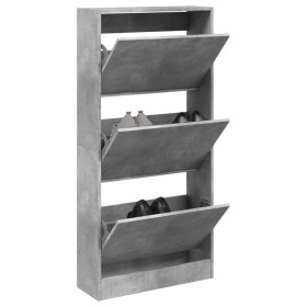 Zapatero de madera de ingeniería gris hormigón 60x21x125,5