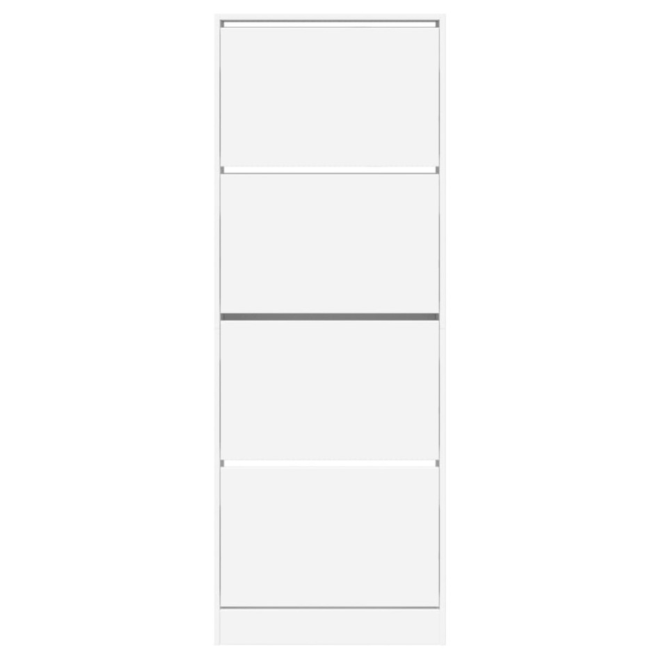 Zapatero de madera de ingeniería blanco 60x21x163,5