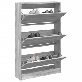 Zapatero de madera de ingeniería gris Sonoma 80x21x125,5