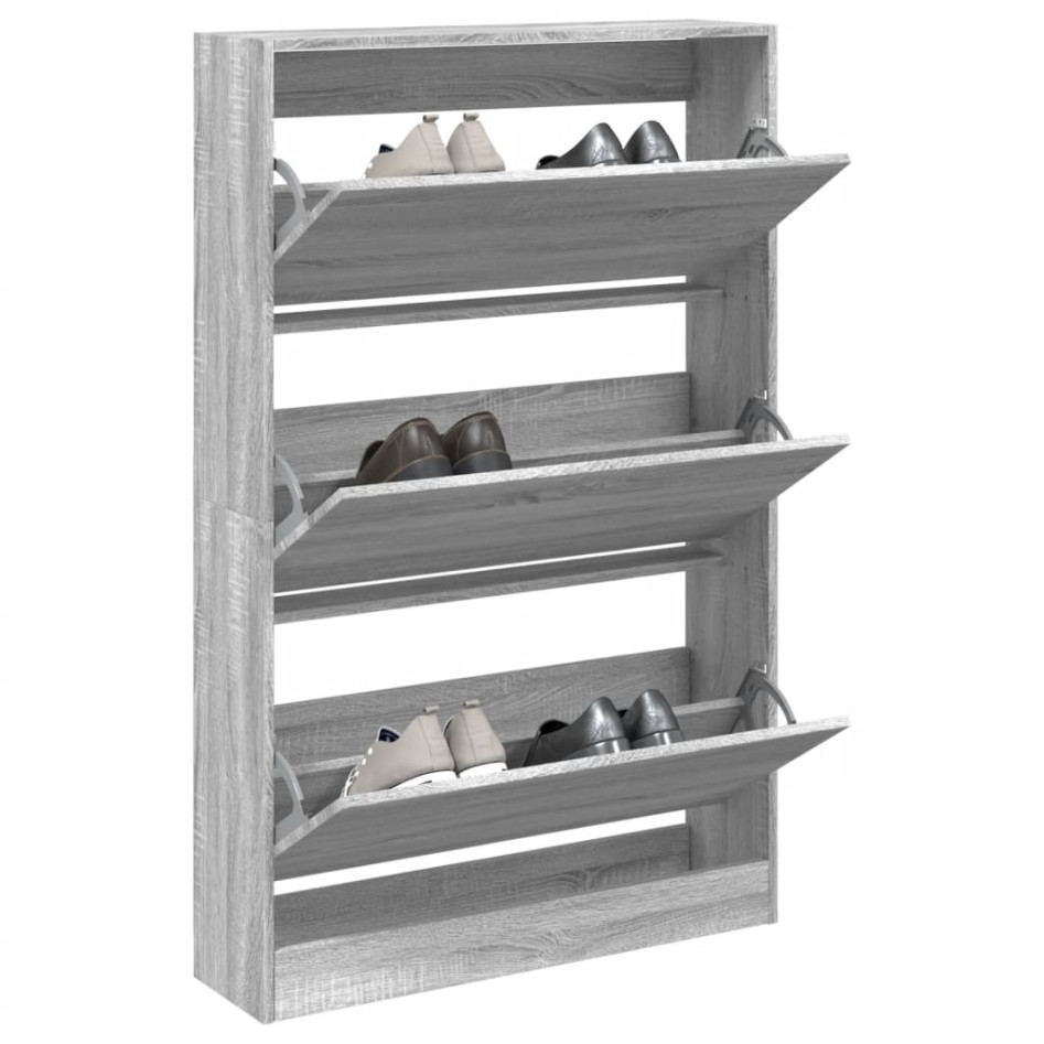 Zapatero de madera de ingeniería gris Sonoma 80x21x125,5