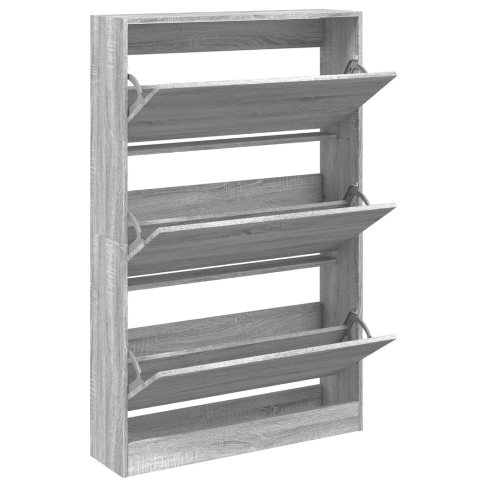 Zapatero de madera de ingeniería gris Sonoma 80x21x125,5