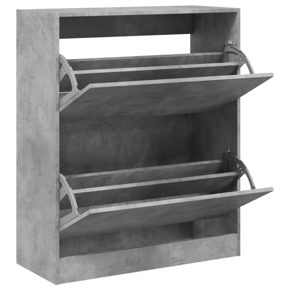 Zapatero de madera de ingeniería gris hormigón 80x34x96,5