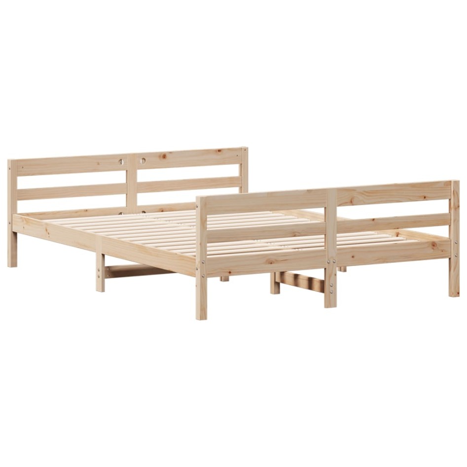 Estructura de cama con cabecero madera maciza pino 140x200