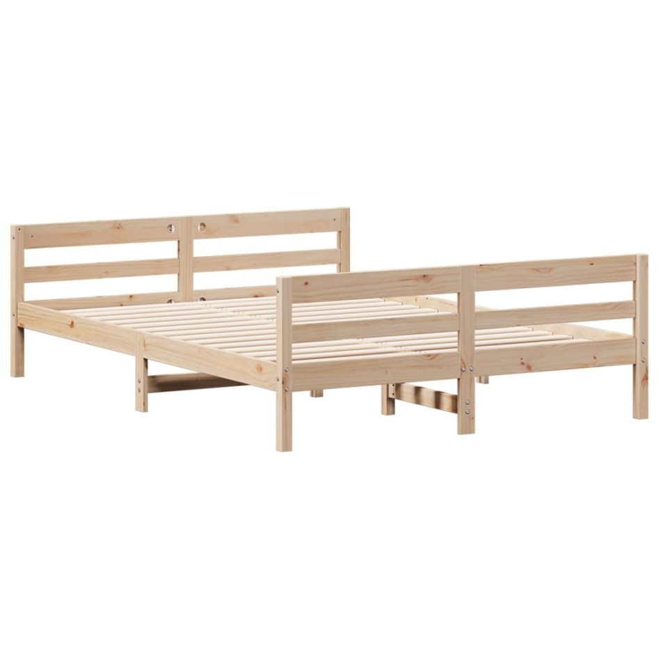 Estructura de cama con cabecero madera maciza pino 120x200