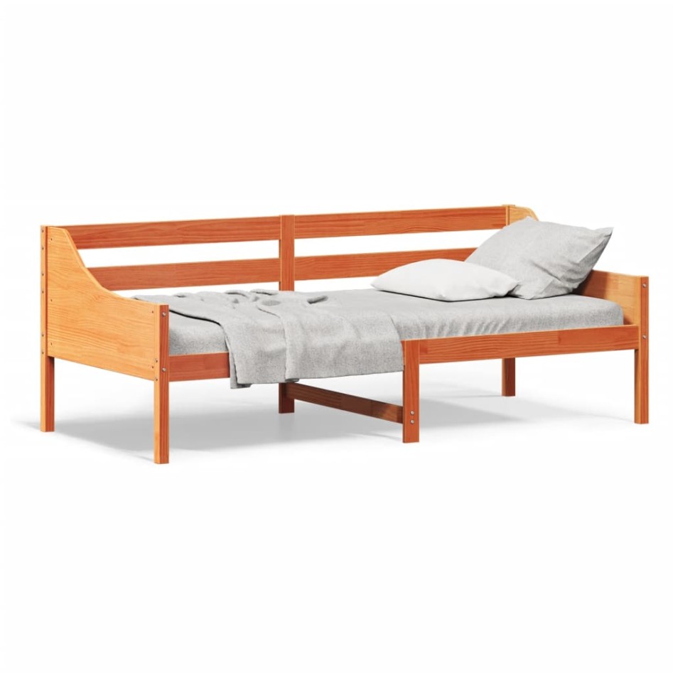 Sofá cama de madera maciza de pino marrón cera 100x200