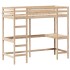 Cama alta con escritorio madera maciza de pino 80x200