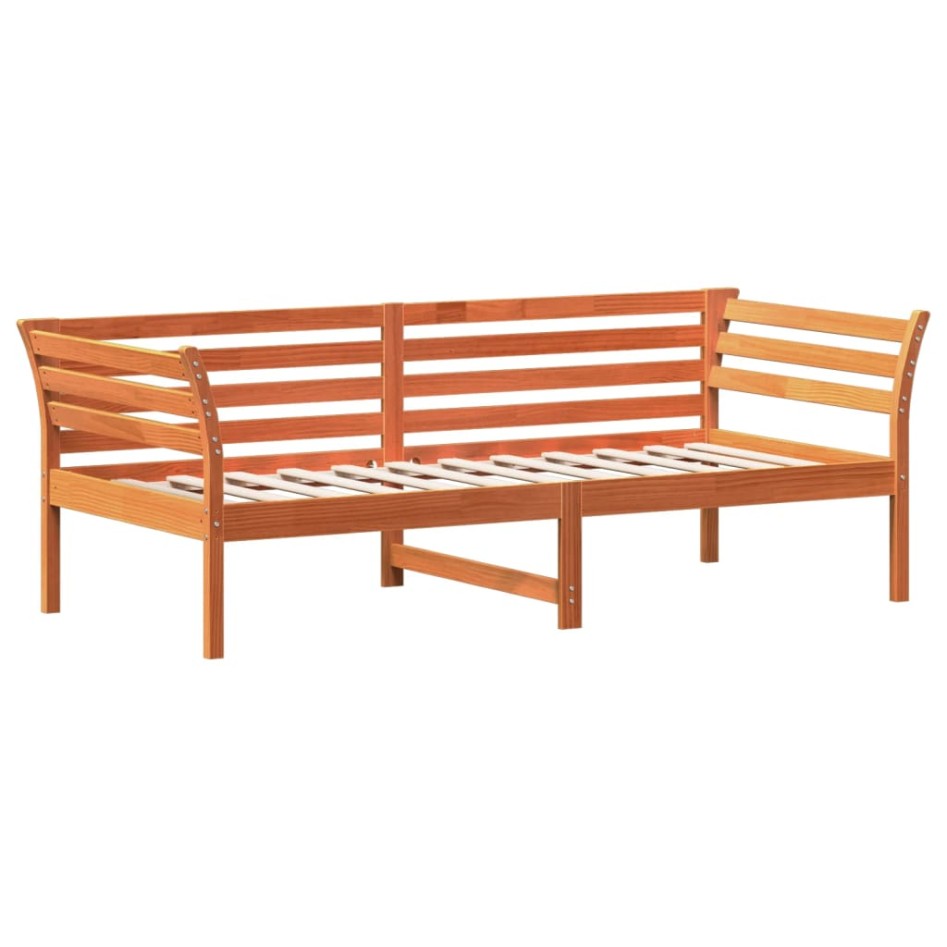 Sofá cama de madera maciza de pino marrón cera 100x200