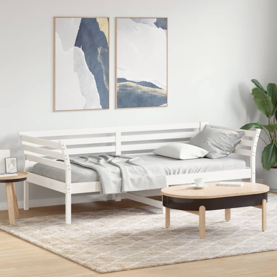 Sofá cama de madera maciza de pino blanco 100x200
