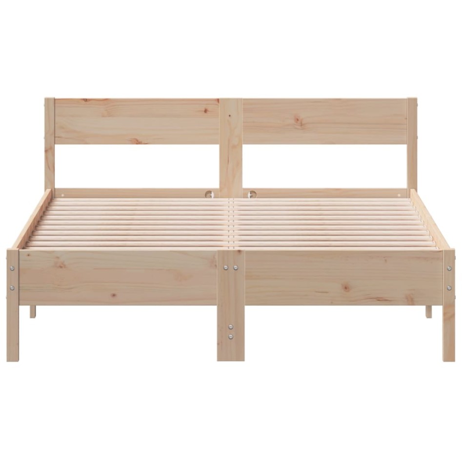 Estructura de cama con cabecero madera maciza pino 140x200