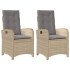 Sillones reclinables jardín y cojines beige mix 2 uds ratán