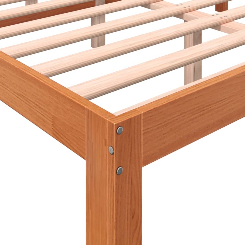 Estructura cama con cabecero madera pino marrón cera 135x190