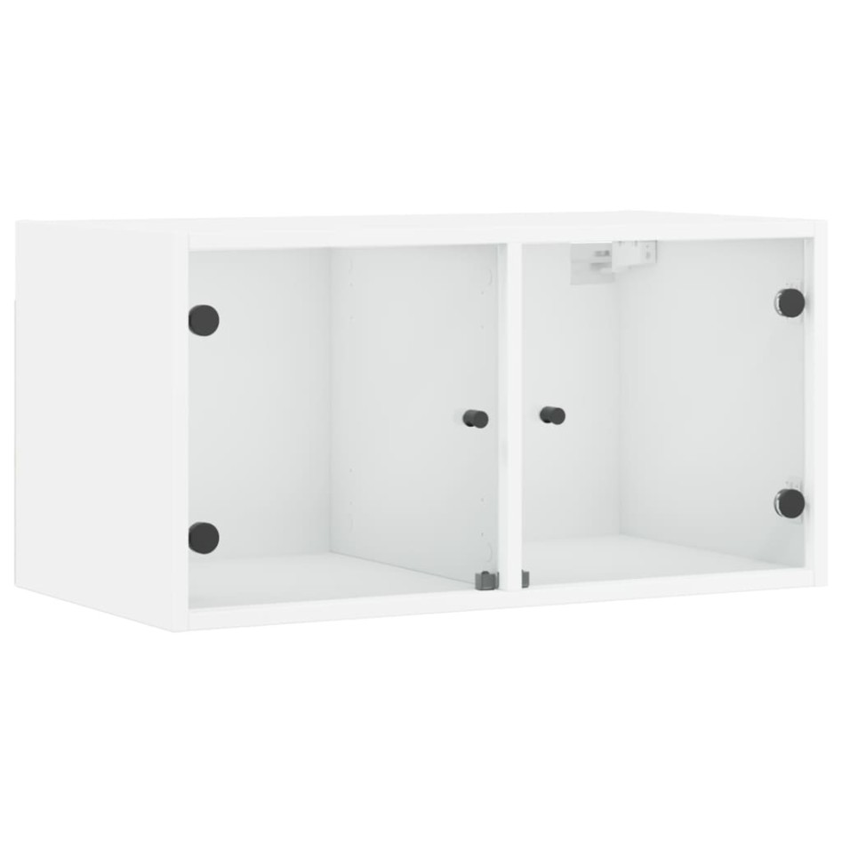 Mueble pared con puertas de vidrio 2 uds blanco 68,5x37x35