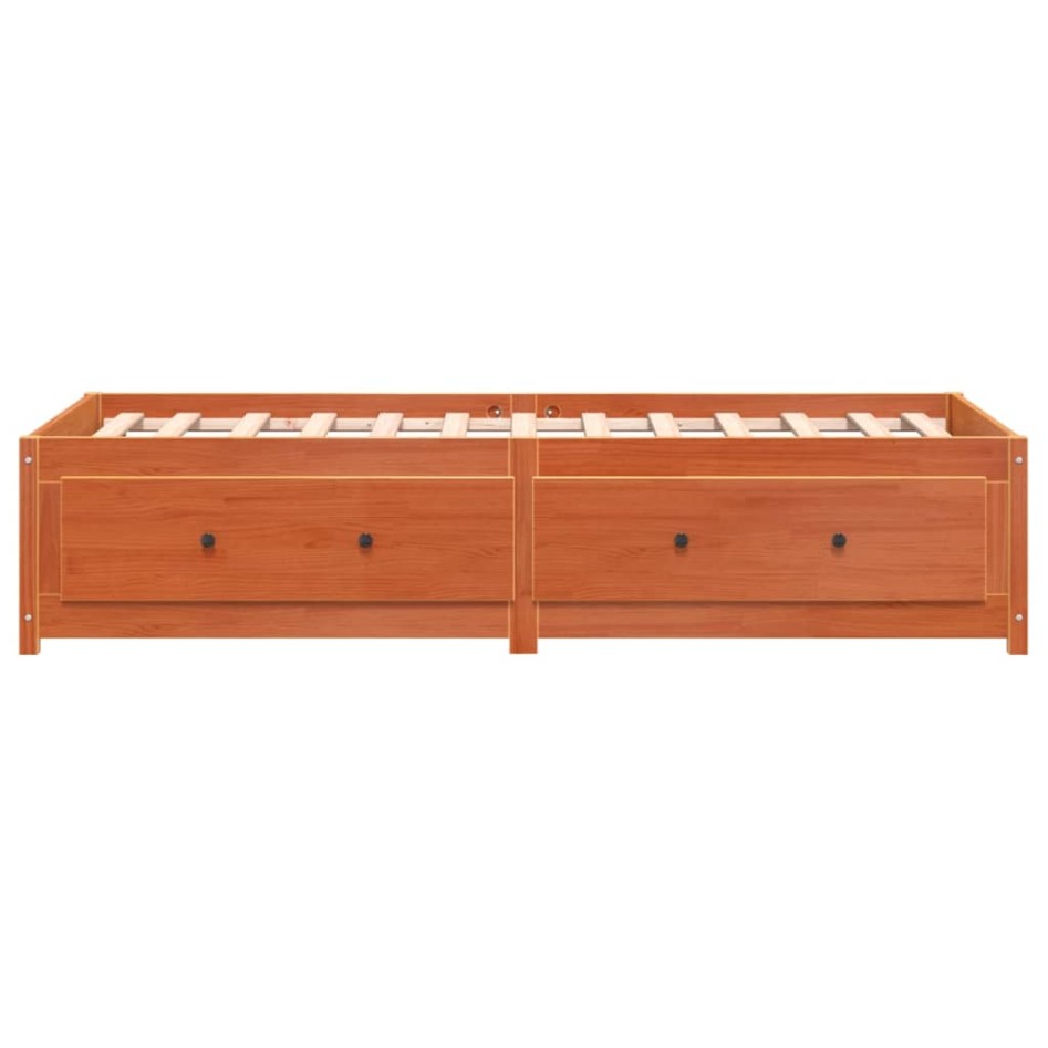 Sofá cama de madera maciza de pino marrón cera 75x190