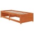Sofá cama de madera maciza de pino marrón cera 75x190