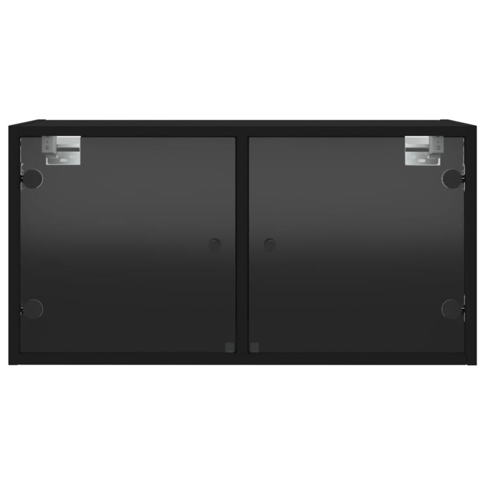 Mueble pared con puertas de vidrio 2 uds negro 68,5x37x35