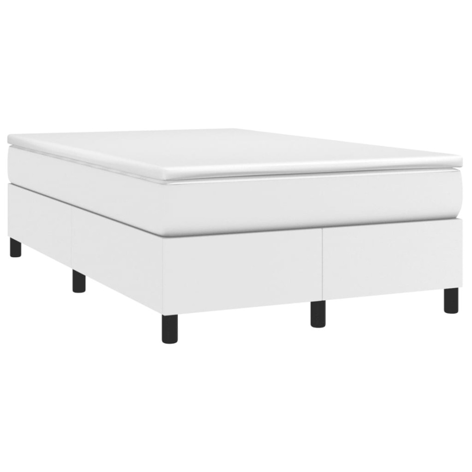 Cama box spring con colchón cuero sintético blanco 120x190