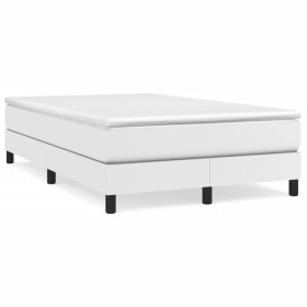 Cama box spring con colchón cuero sintético blanco 120x190