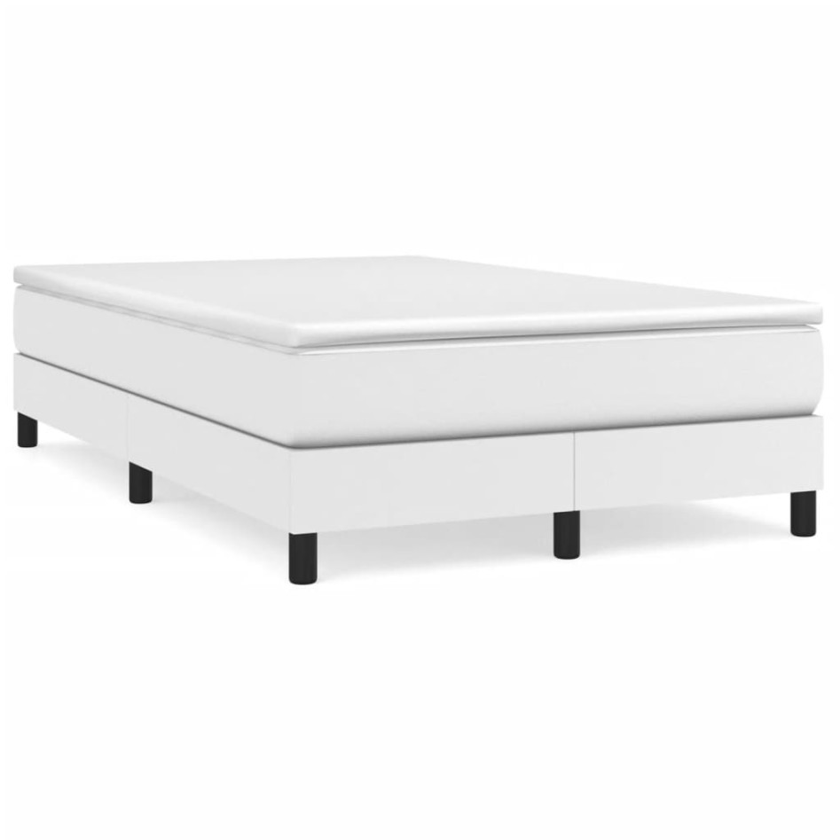 Cama box spring con colchón cuero sintético blanco 120x190
