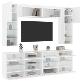 Muebles de pared de TV con luces LED 6 piezas