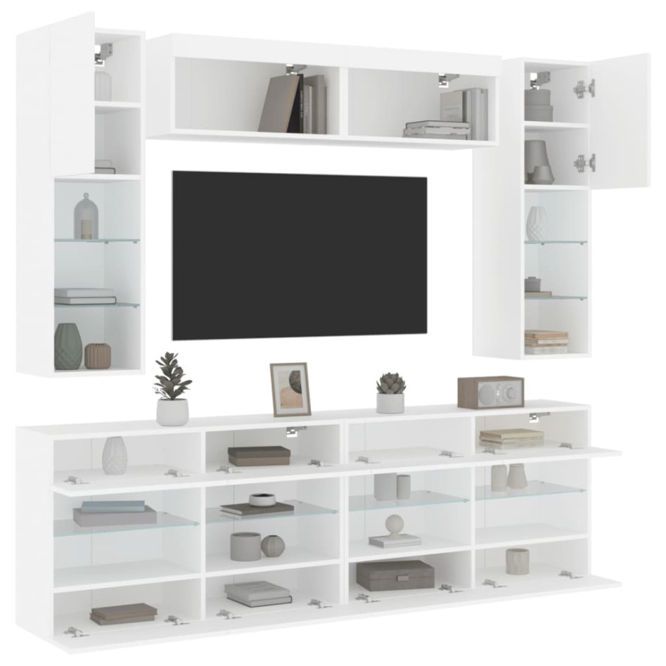Muebles de pared de TV con luces LED 6 piezas