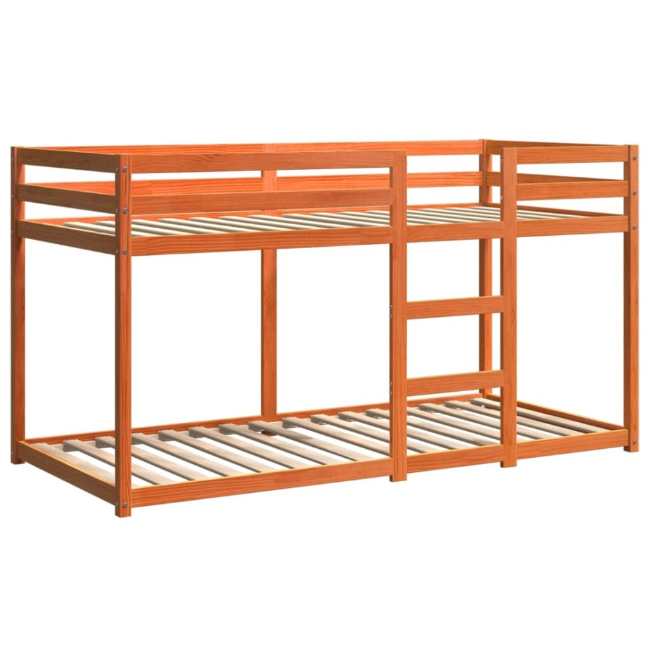 Litera de madera maciza de pino marrón cera 80x200