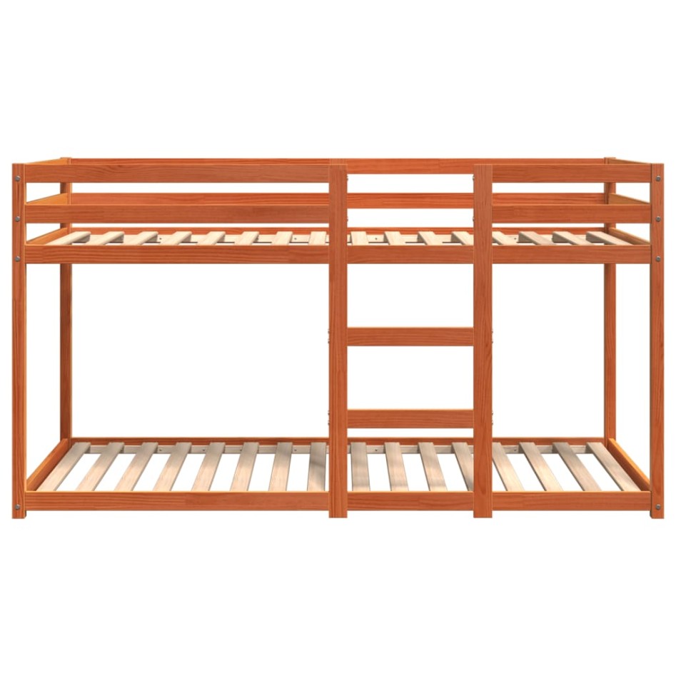 Litera de madera maciza de pino marrón cera 80x200