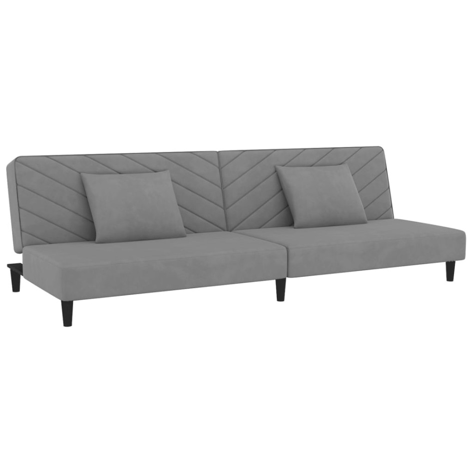 Sofá cama de 2 plazas con dos almohadas terciopelo gris
